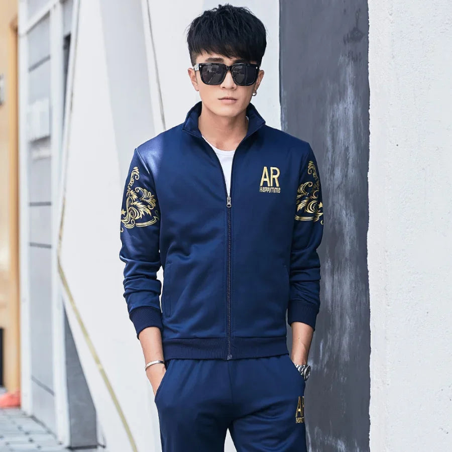 Plus Size 5XL 6XL Men's Tracksuit Autumn Clothes Sportswear Two Piece Set Men Jacket Sweatpants Male Sweatsuit Sports Suits Sets
