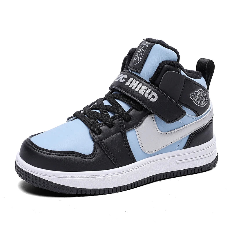 Children's Sports Shoes 2024 Autumn New Fashion and Fashionable Casual Shoes Soft Sole Anti Slip High Top Trend Board Shoes
