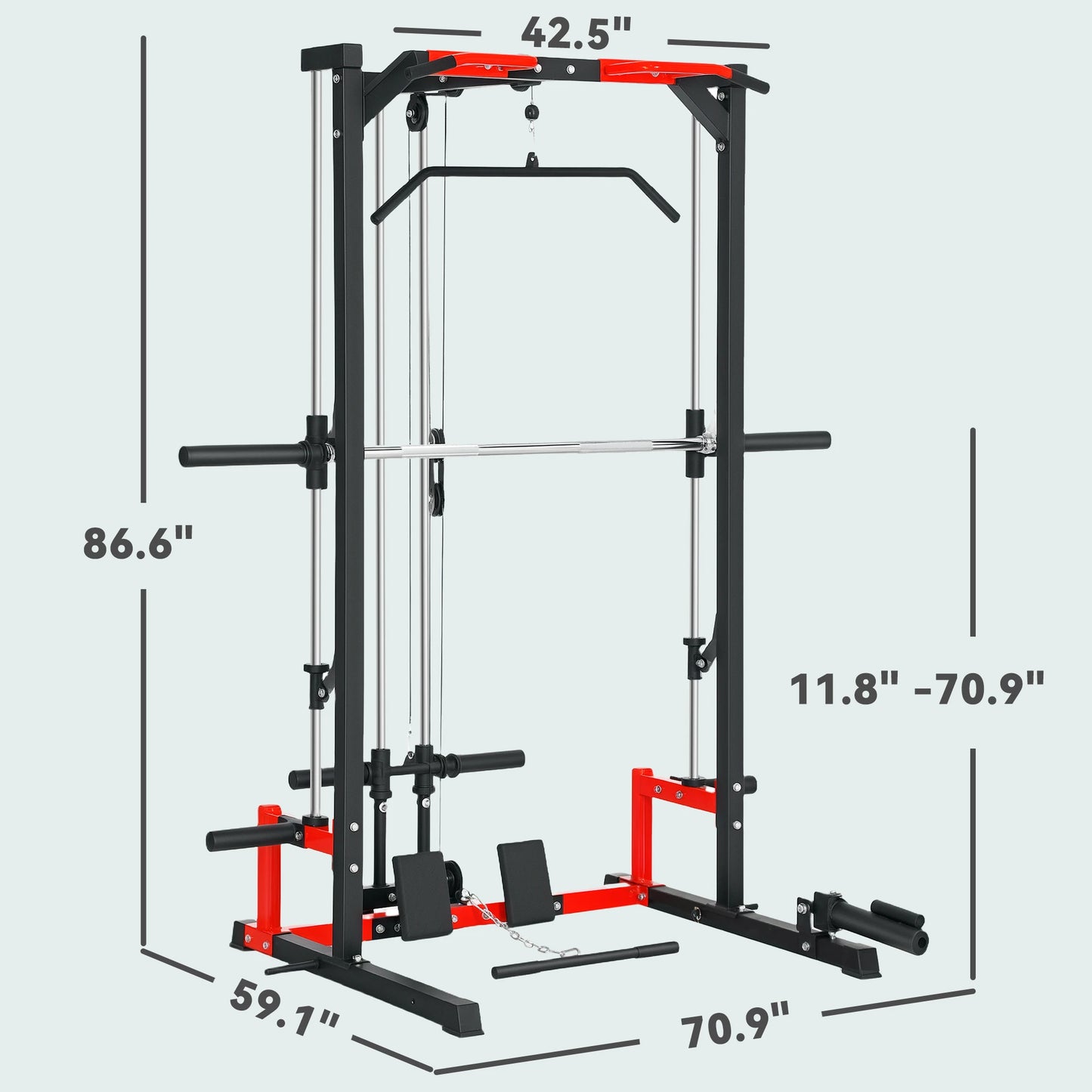 Soozier Smith Machine, Multi-Function Power Cage with Lat Pull down System