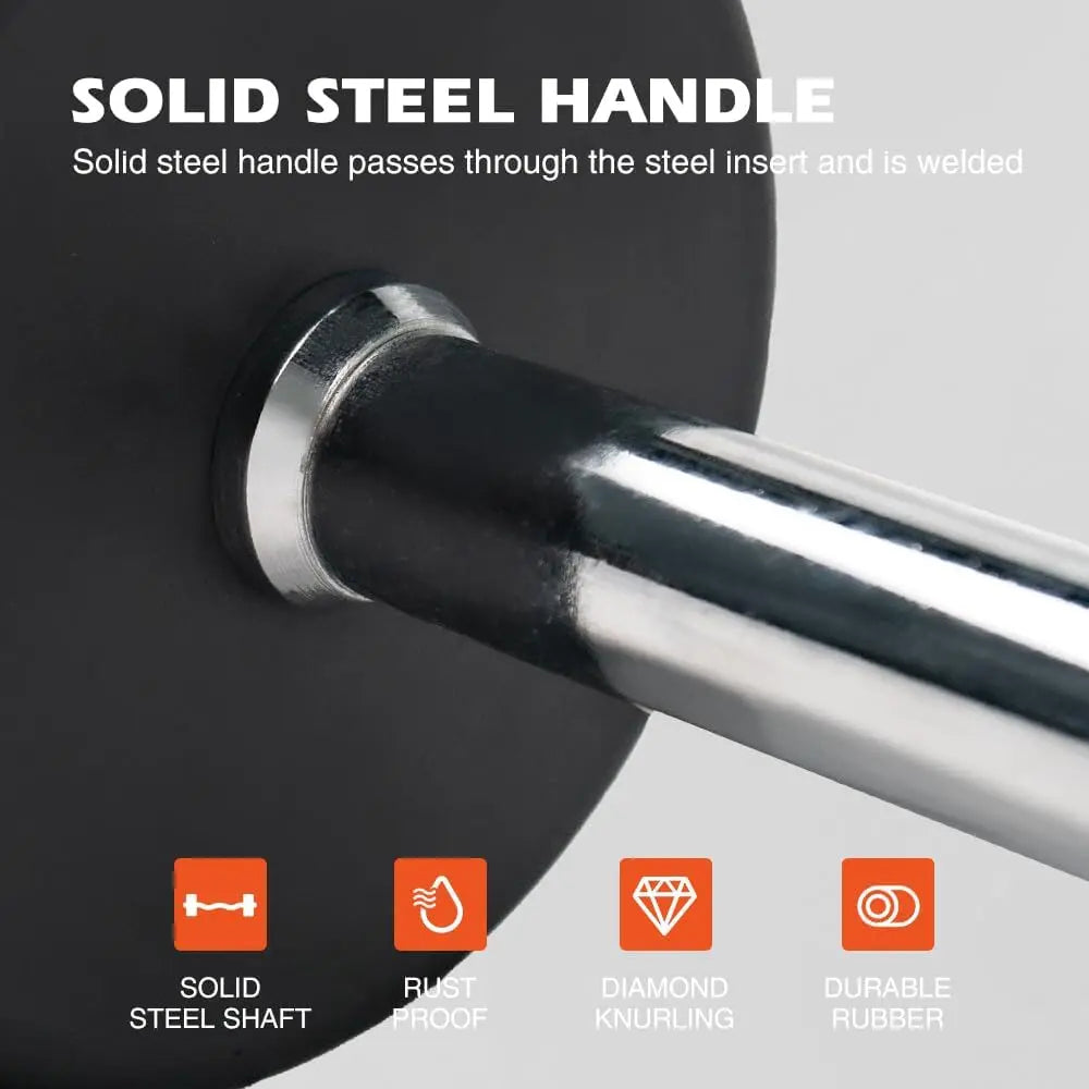 Pre-Loaded Weights EZ Curl Solid Steel Barbells, Weighted Bar for Weightlifting Exercise, Bodybuilding, Strength Training