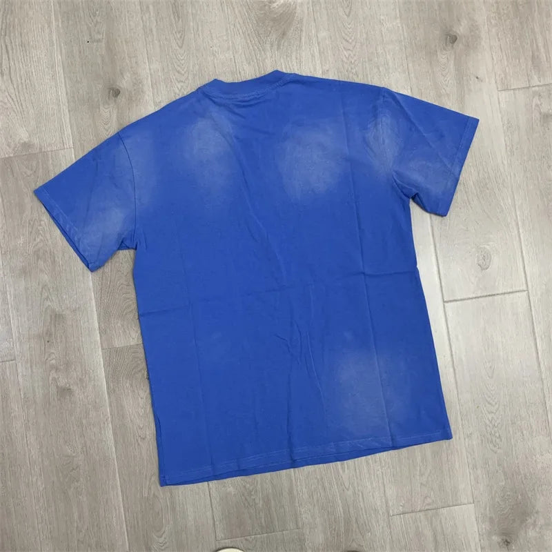 Vintage VALLEY Hot Drill Letter Short Sleeve Pure Cotton Vale Mens T-Shirts