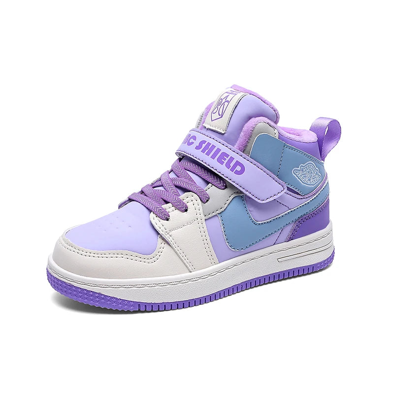 Children's Sports Shoes 2024 Autumn New Fashion and Fashionable Casual Shoes Soft Sole Anti Slip High Top Trend Board Shoes