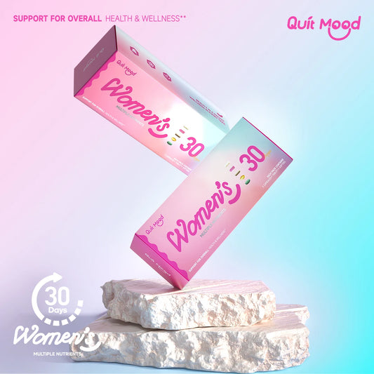Quit mood-Women's 5-in-1 Daily Supplement | Multivitamin, Stress+Bone+Skin Support, Anti-aging | D3K2,NAD+ & Probiotics (30 Day)