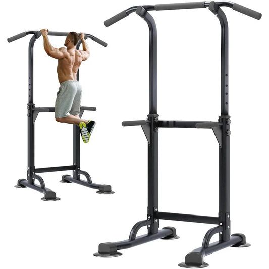 soges Power Tower Pull Up Bar Station, Free Standing Pull Up Rack Dip Station for Home Gym, Height Adjustable Home Strength
