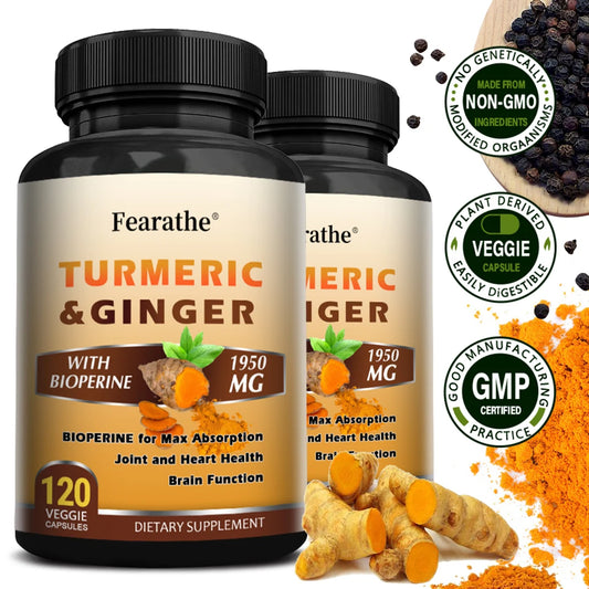 Turmeric Ginger Capsules with BioPerine 1950 Mg for Joint and Heart Support