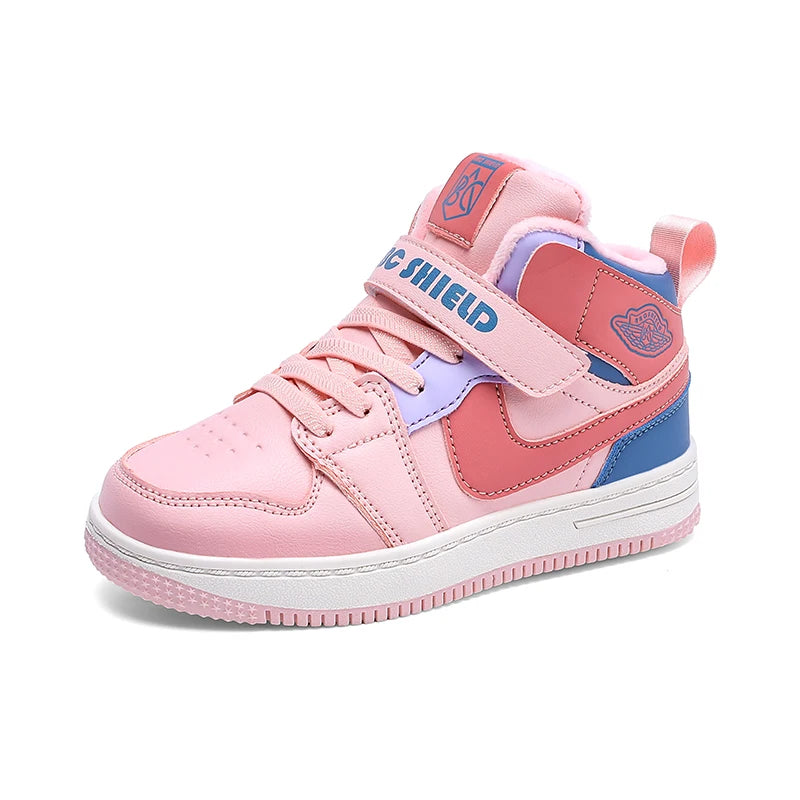 Children's Sports Shoes 2024 Autumn New Fashion and Fashionable Casual Shoes Soft Sole Anti Slip High Top Trend Board Shoes