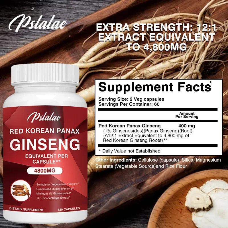 Korean Red Ginseng Capsules - Boosts Muscle Strength, Promotes Energy Production and Emotional Well-being, Improves Endurance