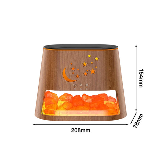 Salt Stone Lamp Humidifier with Flame Effect and Timer Combining Air Purification and Aromatherapy in a Quiet Device