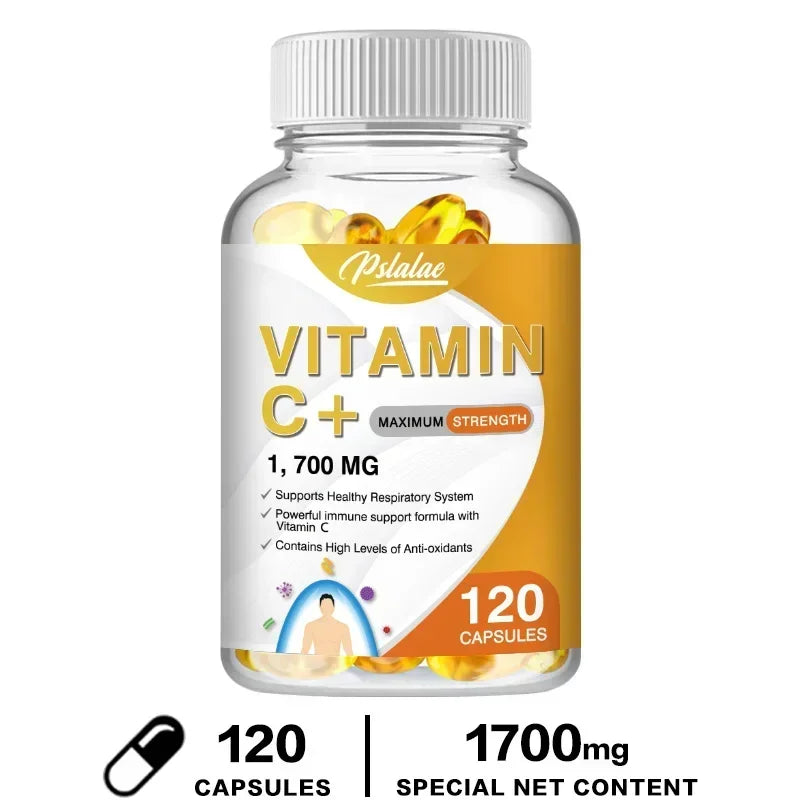 Vitamin C Capsules 1700 Mg - Supports A Healthy Immune System and Antioxidant Protection, Boosts Collagen Production Vegan