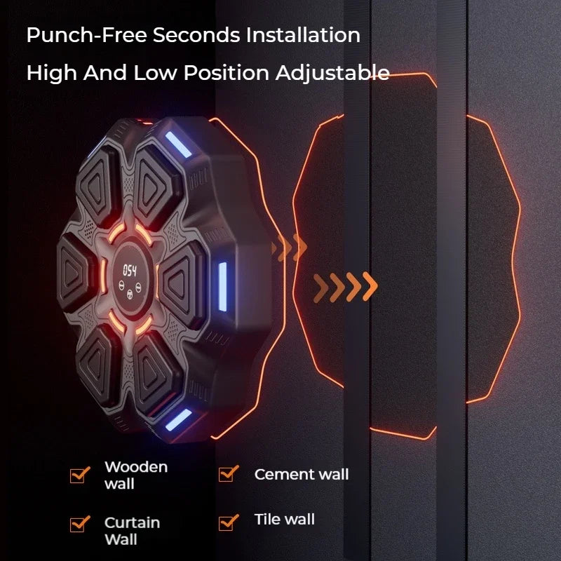 Music Boxing Machine Smart Bluetooth Wall Mounted Music Boxing Trainer Gym Home Electronic Boxing Target Punching Equipment