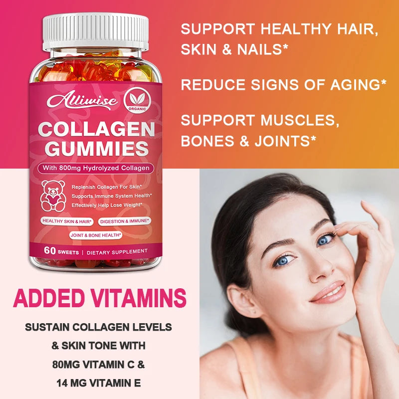 Alliwise Collagen Gummies with Biotin for Hair Growth