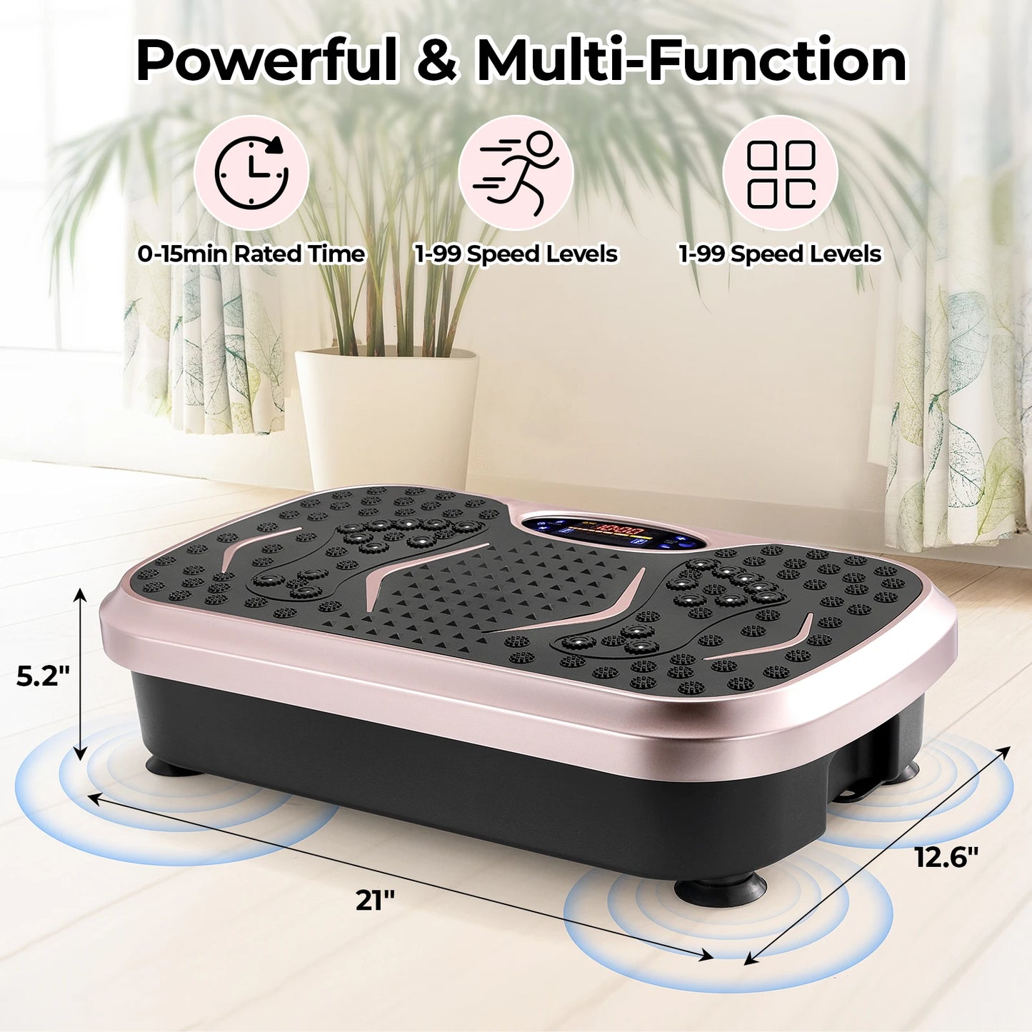 Vibration Plate Exercise Machine Whole Body Workout Fitness Platform with Loop Bands Home Training Equipment