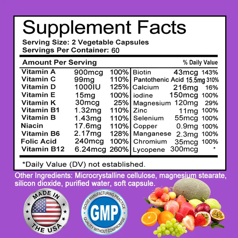 Men's Daily Multivitamin - 22 Vitamins and Minerals Supplement