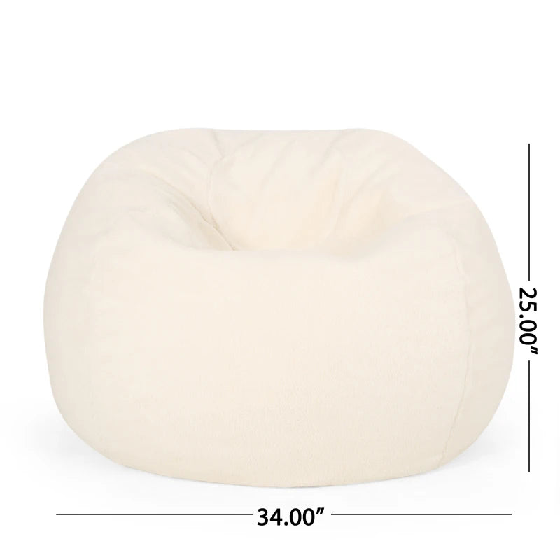 Kavel 3 Foot Rounded Bean Bag, Cream