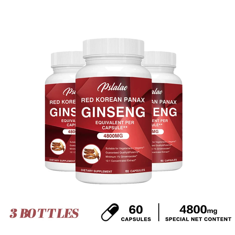 Korean Red Ginseng Capsules - Boosts Muscle Strength, Promotes Energy Production and Emotional Well-being, Improves Endurance