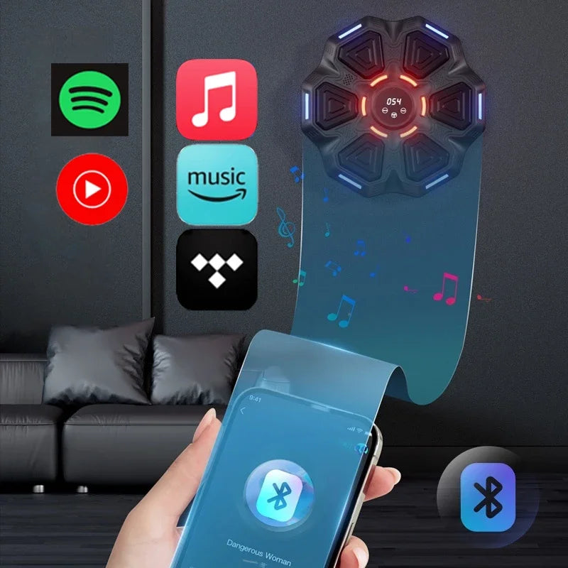 Music Boxing Machine Smart Bluetooth Wall Mounted Music Boxing Trainer Gym Home Electronic Boxing Target Punching Equipment
