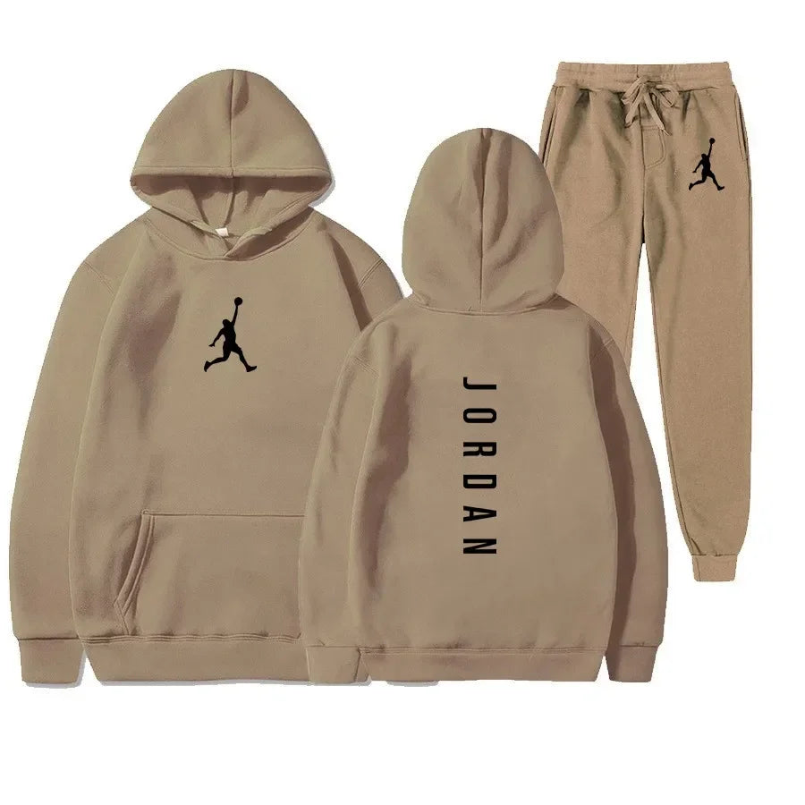 Men's 2025 high-quality sportswear sweatshirt + sweatpants, fashionable sportswear sweatshirt set for spring and autumn