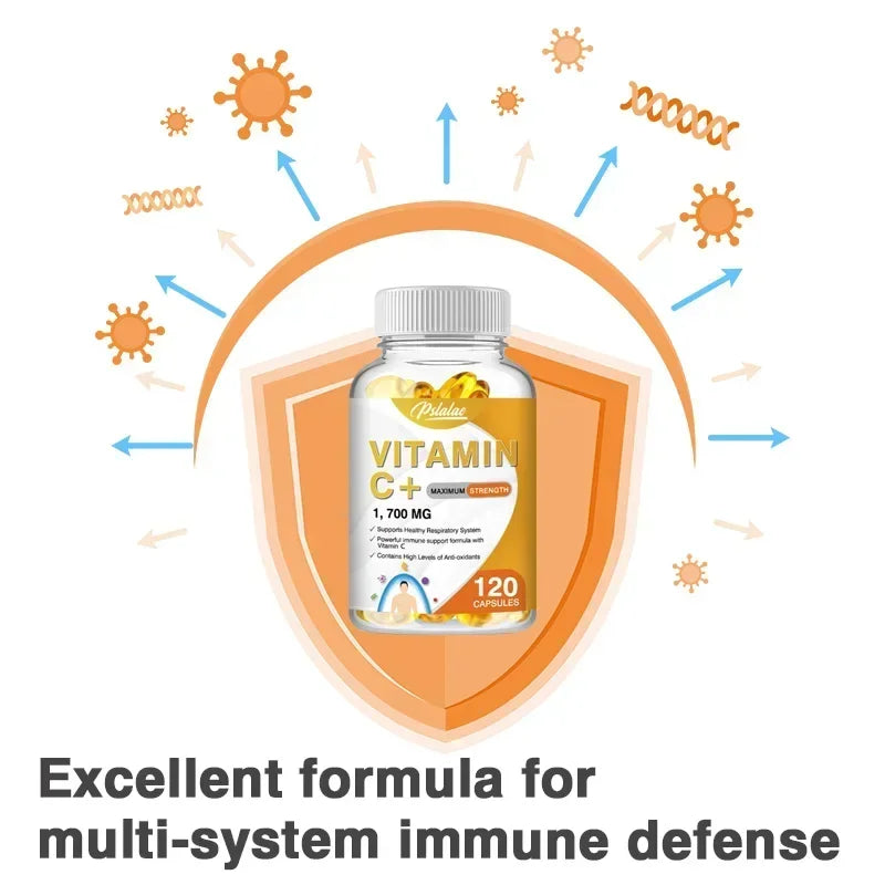 Vitamin C Capsules 1700 Mg - Supports A Healthy Immune System and Antioxidant Protection, Boosts Collagen Production Vegan
