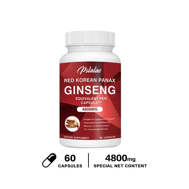Korean Red Ginseng Capsules - Boosts Muscle Strength, Promotes Energy Production and Emotional Well-being, Improves Endurance